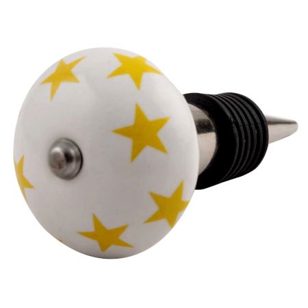 Yellow Star Ceramic Wine Stopper